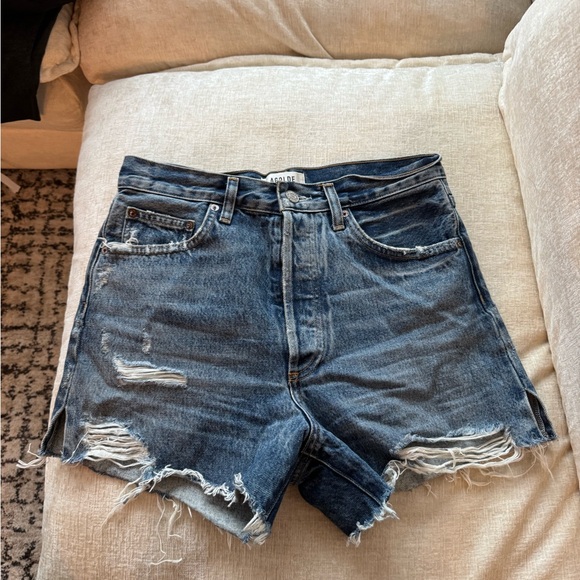 Agolde Pants - Agolde Blue Distressed Jean Shorts